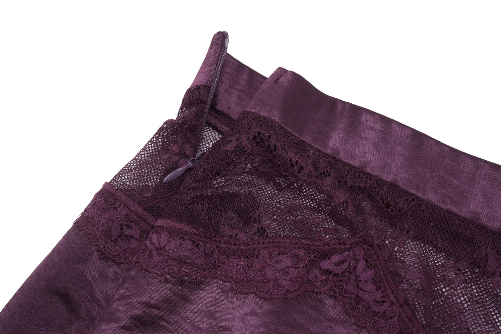 Violetta Lace Satin Asymmetrical Midi Skirt Set Two-piece