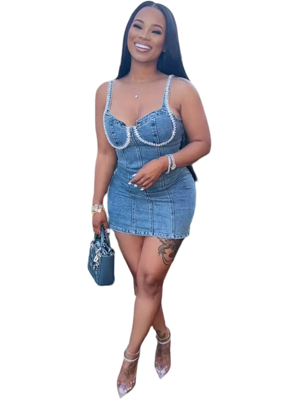 Marcella Fitted Denim Mini Dress