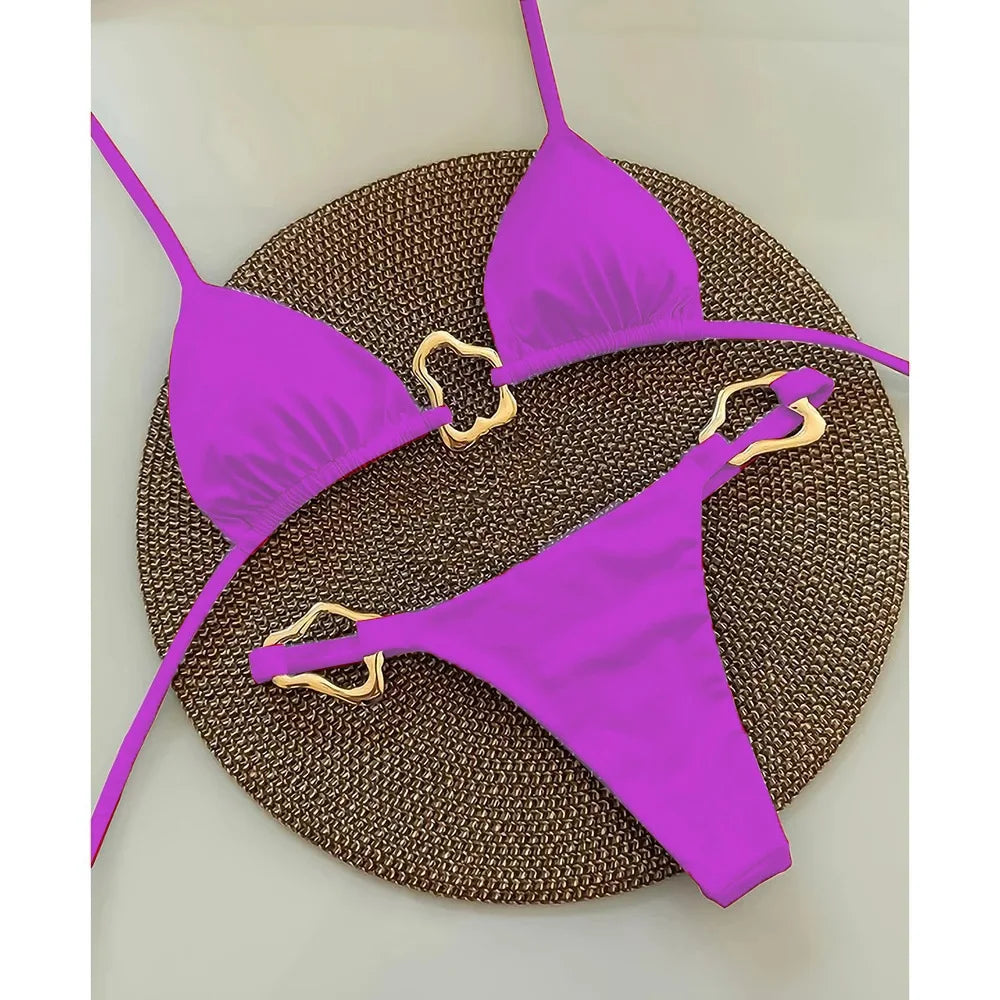 Maya Lace-Up Solid Bikini Two-piece