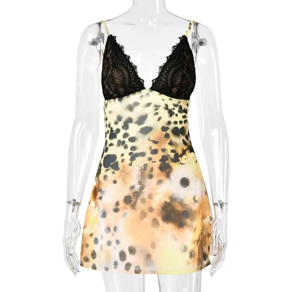 Giselle Leopard Lace A-Line Mini Dress