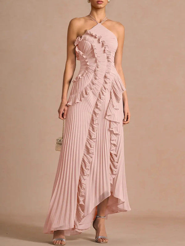 Saskia Ruched Backless A-Line Maxi Dress