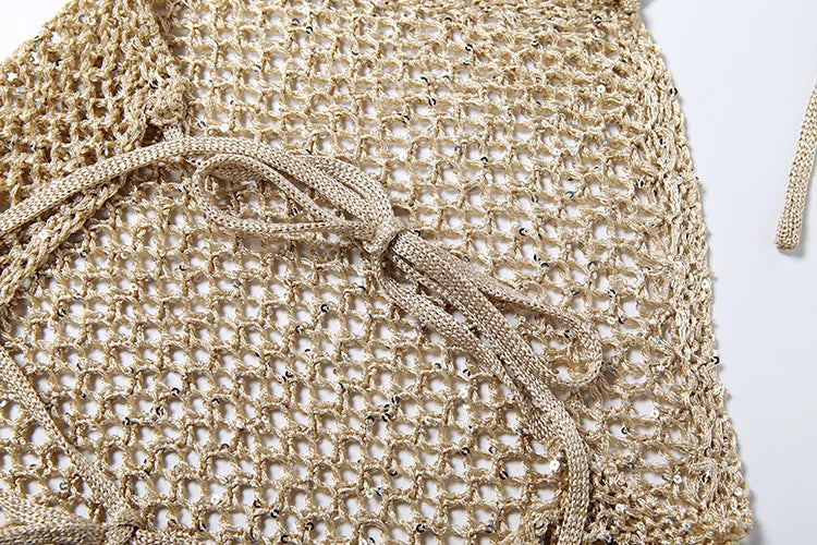 Aria Golden Glow Halter Knit Party Top