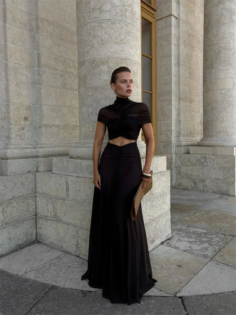 Monroe Hollow-Out Ruched Bodycon Maxi Dress