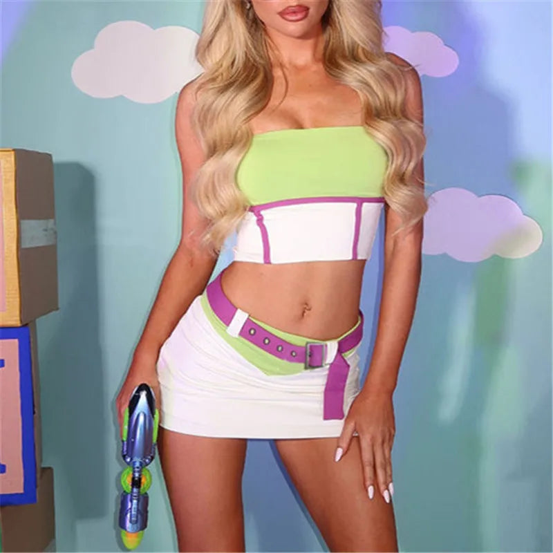 Space-Girl Bandeau Top & Mini Skirt Costume Two-piece Secondary image