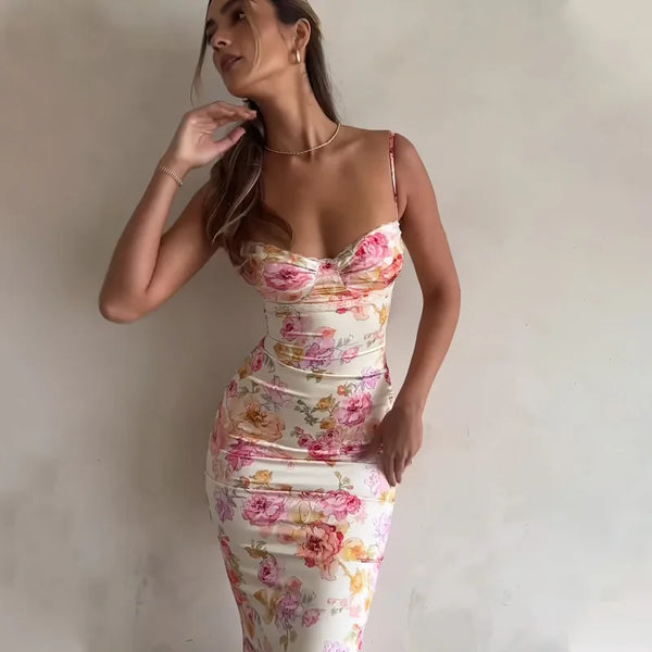 Liora Floral Spaghetti-Strap Split Maxi Dress