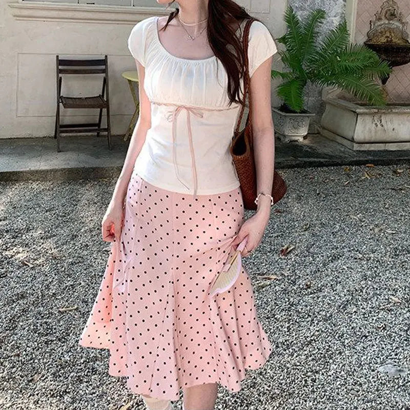 Colette Polka Dot Pleated A-Line Midi Skirt One-piece Main image