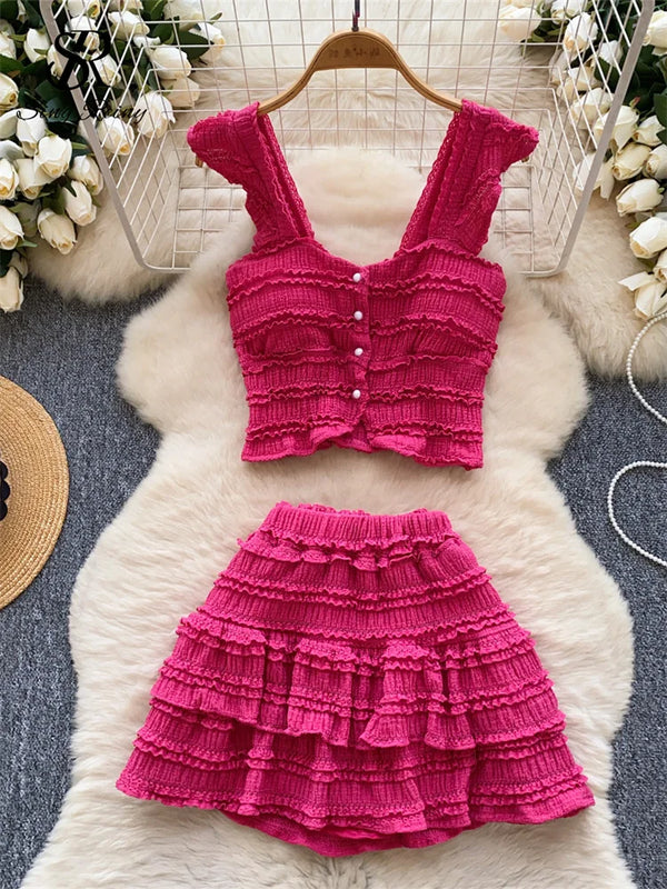 Lisette Strapless Ruffle Top & Mini Skirt Two-piece