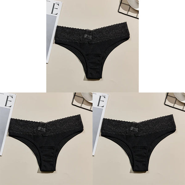 Danica Cotton Lace Brief Pack Lingerie 3-piece