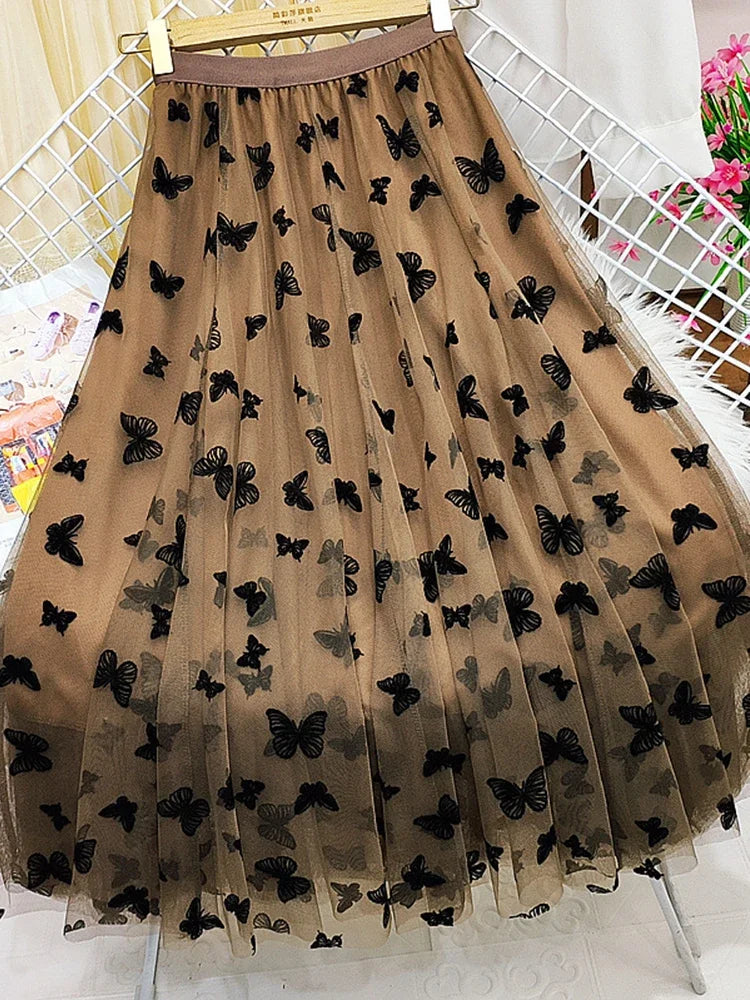 Yvette A-Line Mesh Maxi Skirt One-piece