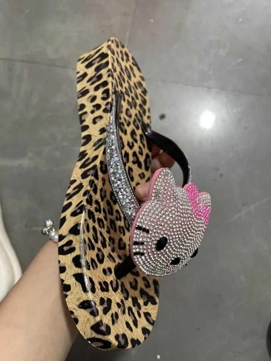 Armine Hello Kitty Rhinestone Leopard Flip-Flops Secondary image