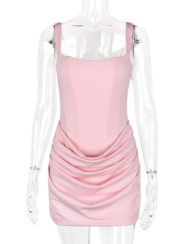 Alina Ruched Backless Spaghetti-Strap Mini Dress