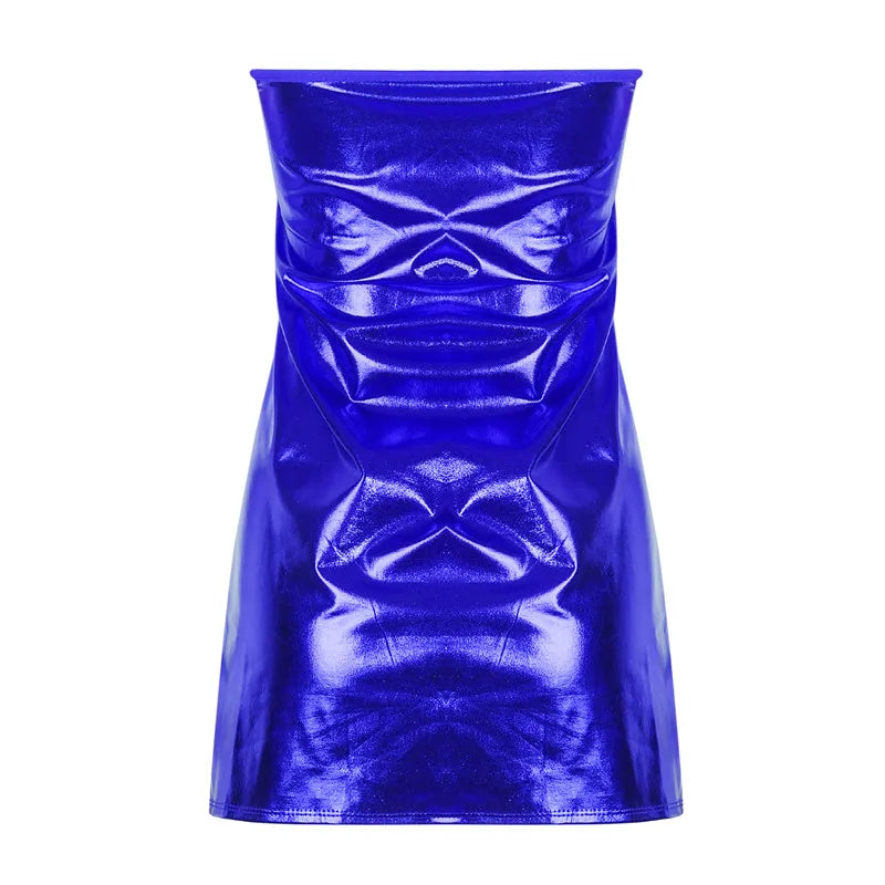 Nova Metallic PU Strapless Bodycon Mini Dress