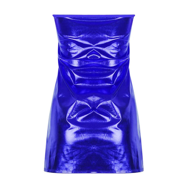 Nova Metallic PU Strapless Bodycon Mini Dress