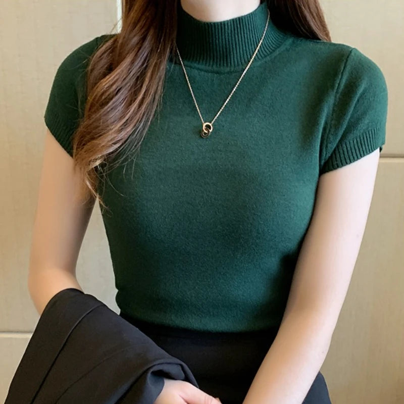 Aveline Mock-Neck Short-Sleeve Tee