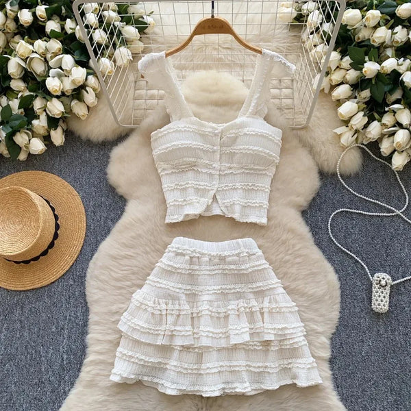 Marcelline Strapless Ruffle Top & Mini Skirt Two-piece