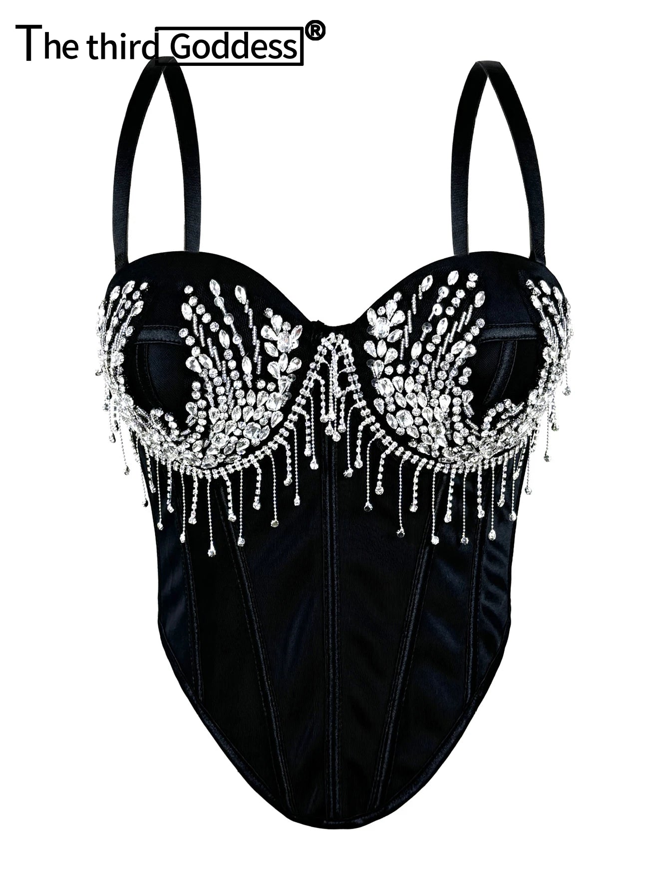 Mirelda Rhinestone Corset Crop Top One-piece Main image