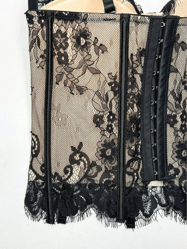 Sexy see through black lace corset crop top women clothing cropped summer club party tube tops woman halter tank top bustier bra