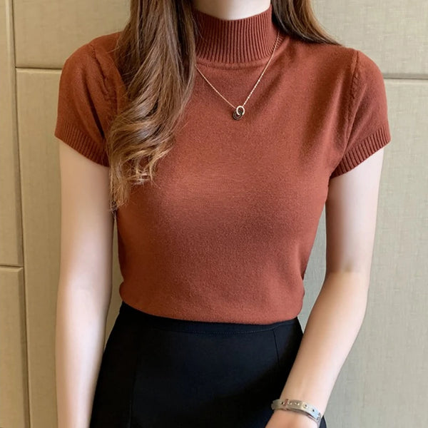 Aveline Mock-Neck Short-Sleeve Tee