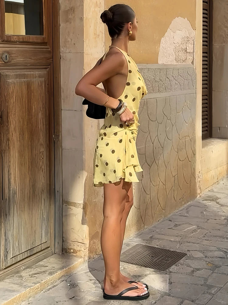 Marbella Polka Dot Halter Mini Dress