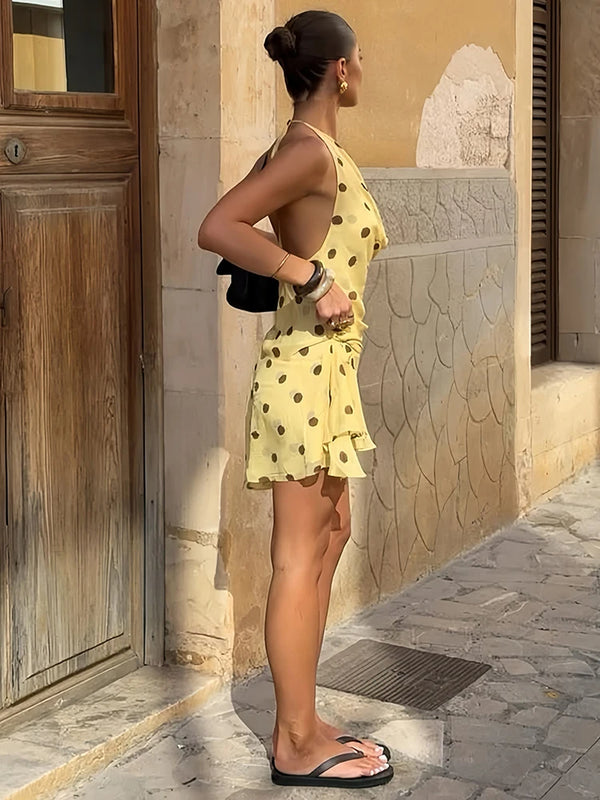 Marbella Polka Dot Halter Mini Dress