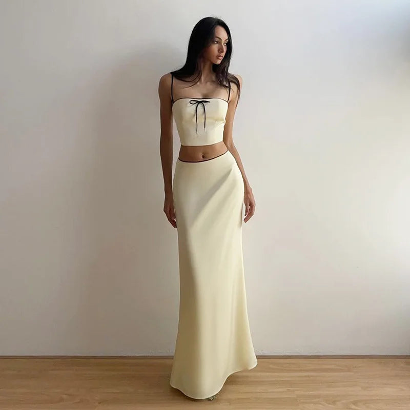 Liana Satin Cami Maxi Skirt Set Two-piece