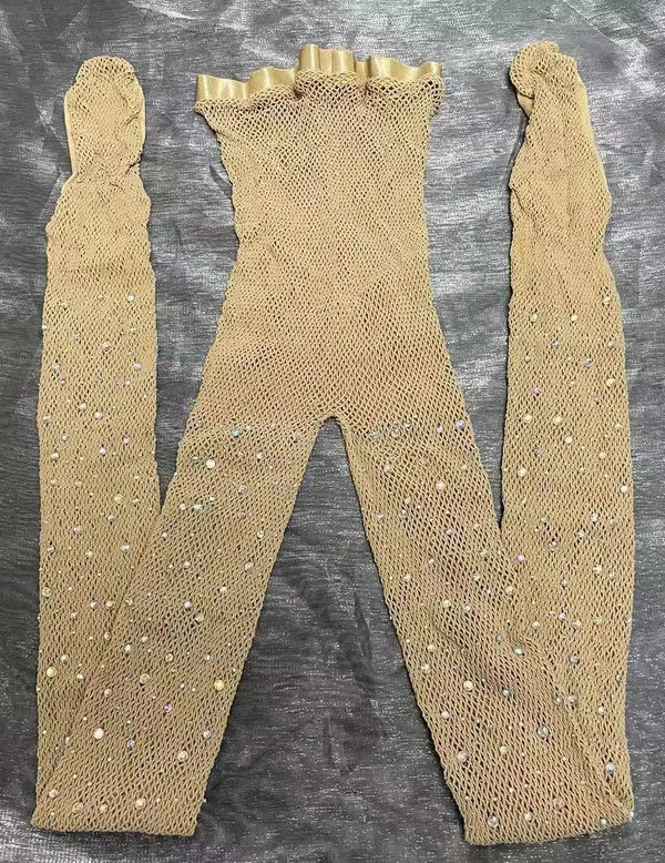 Celestia Rhinestone Fishnet Dance Pantyhose