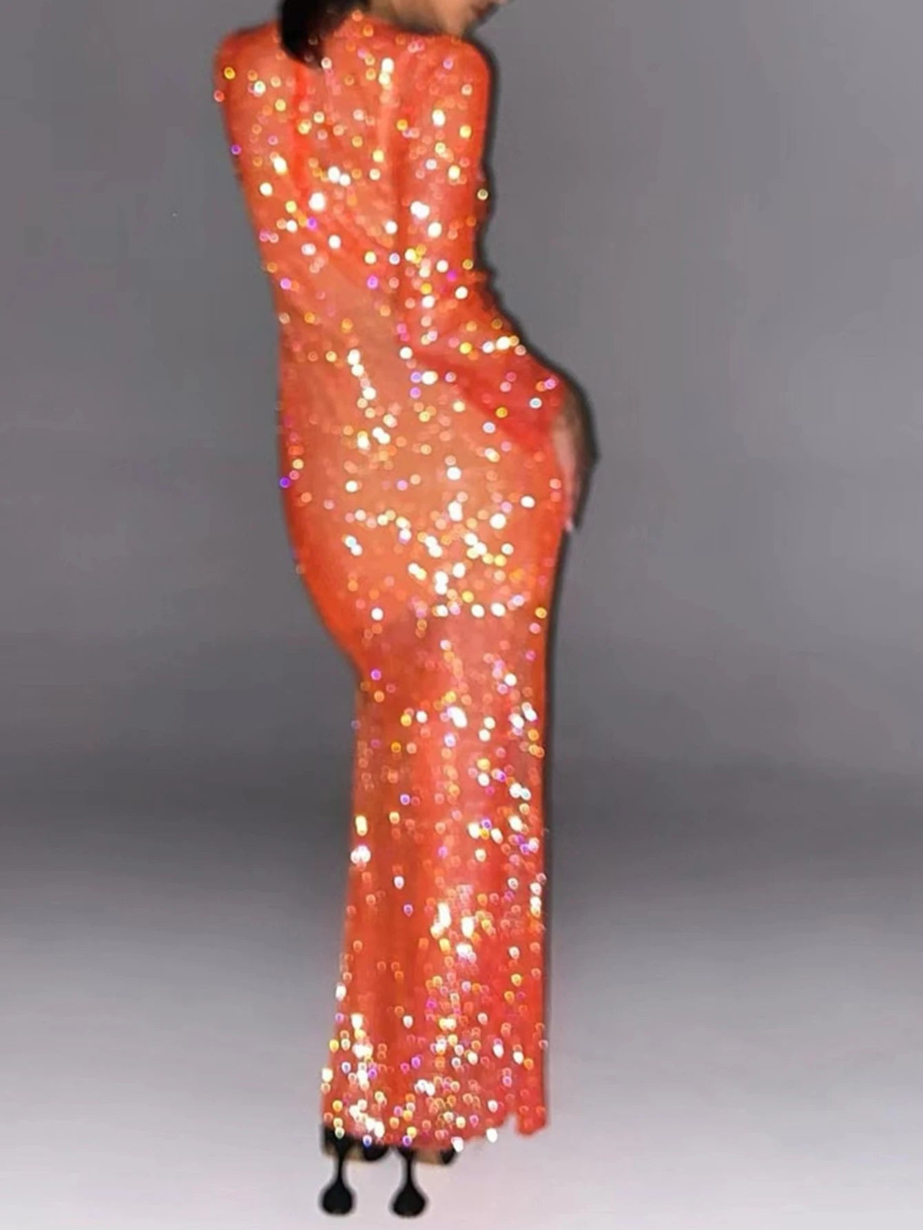Petra Rhinestone Fishnet Sheer Maxi Dress