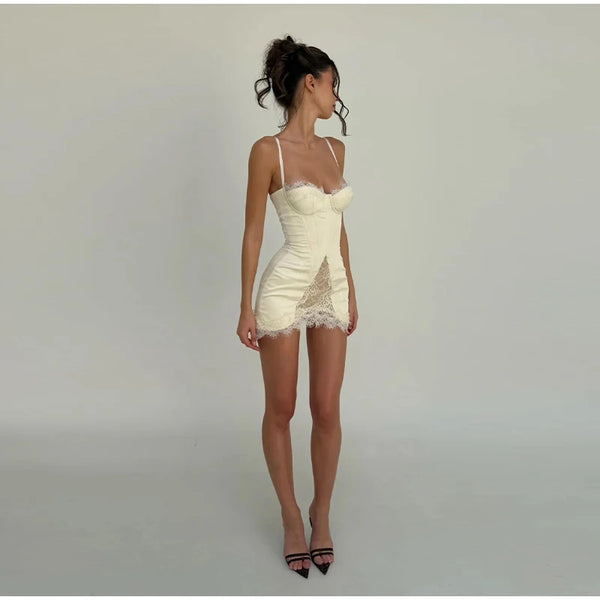 Klementyna Lace-Cup Bustier Cami A-Line Mini Dress