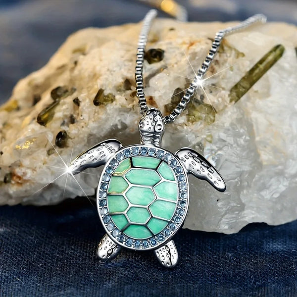 Odeline Sparkling Turtle Pendant Necklace