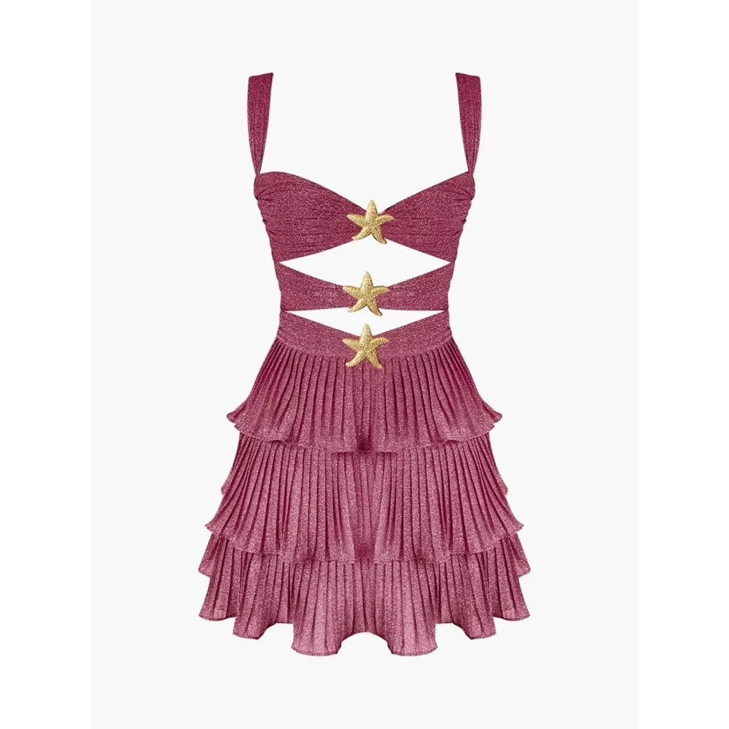Marina Starfish Off-Shoulder Ruffle Mini Dress