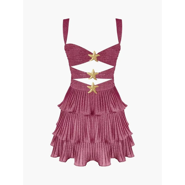 Marina Starfish Off-Shoulder Ruffle Mini Dress