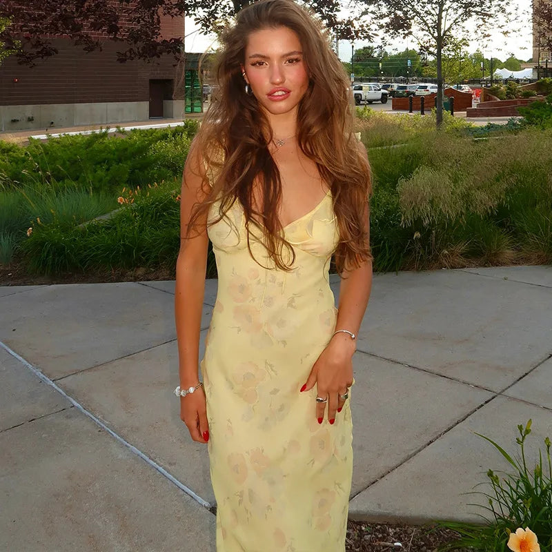 Fiammetta Floral Ruffle-Strap Plunge Slip Maxi Dress Main image
