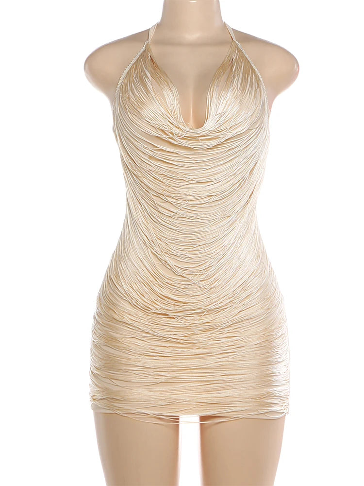 Ximena Tassel Backless Bodycon Mini Dress