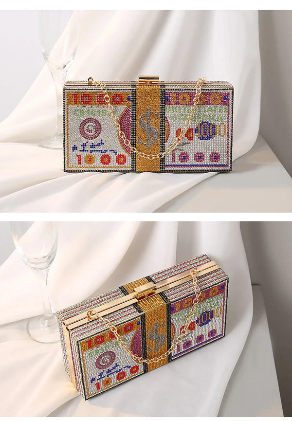 Odessa Crystal Money-Stack Box Clutch