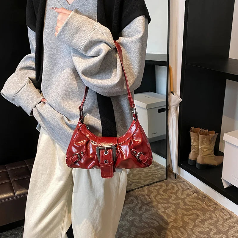 2025 Spring Hot Selling Maillard Style Retro Style Small Bag Spicy Girl Y2K Wasteland Style Vintage Leather Shoulder Armpit Bag