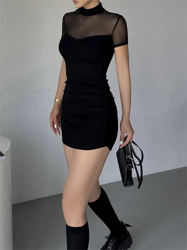 Nyla Mesh Panel Bodycon Mini Dress