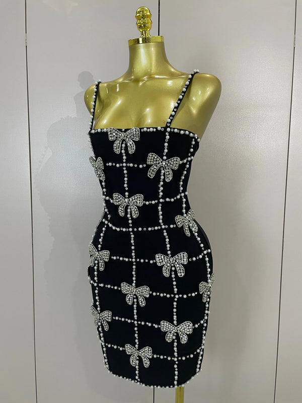 Felicity Pearl Bow Bodycon Mini Dress