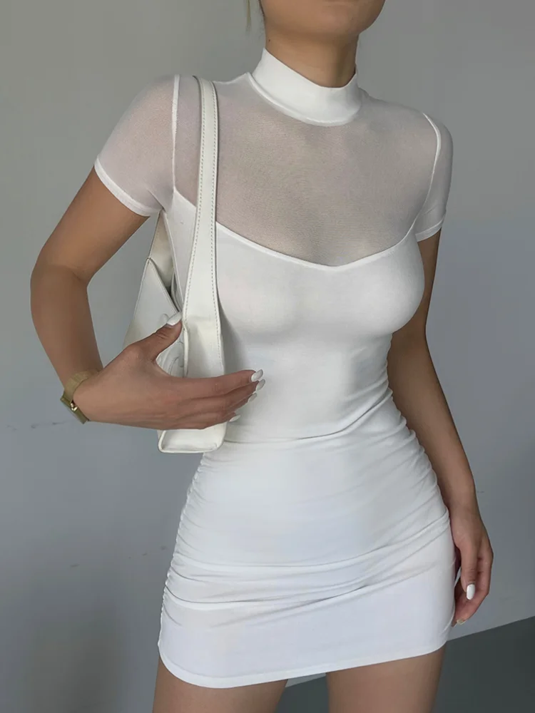 Nyla Mesh Panel Bodycon Mini Dress