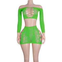 Velvet Eclipse Fishnet Rhinestone Lingerie Two-piece