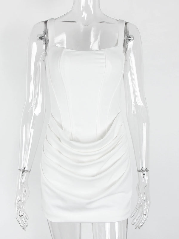 Alina Ruched Backless Spaghetti-Strap Mini Dress