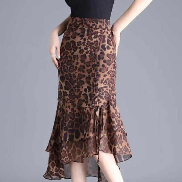 Petra Animal Print Chiffon A-Line Midi Skirt One-piece