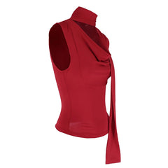 Cecelia Soft Whisper Ruched Draped Sleeveless Scarf Top One-piece