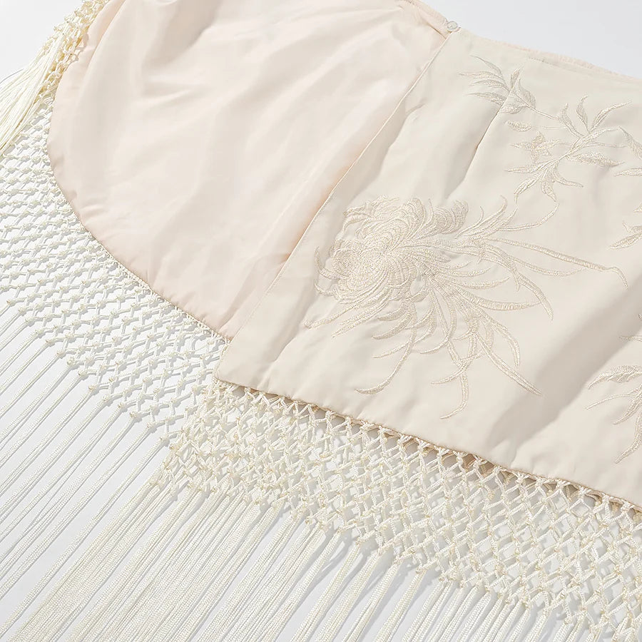 Domitille Floral Asymmetrical Fringe Midi Skirt One-piece