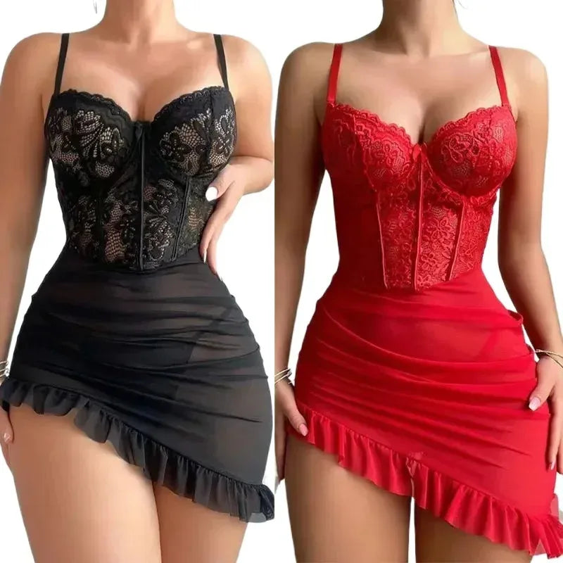 Lavinia Floral Lace Sheer Bodycon Mini Dress