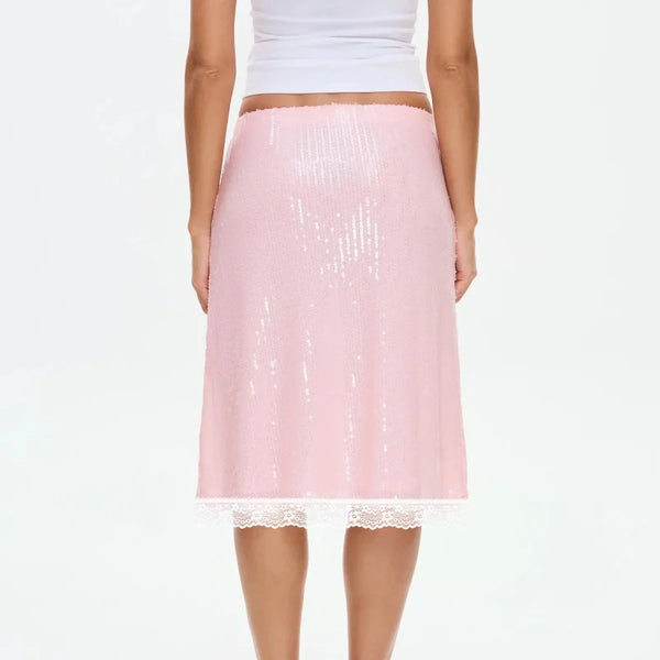 Evangeline Sequin Lace Bodycon Midi Skirt One-piece
