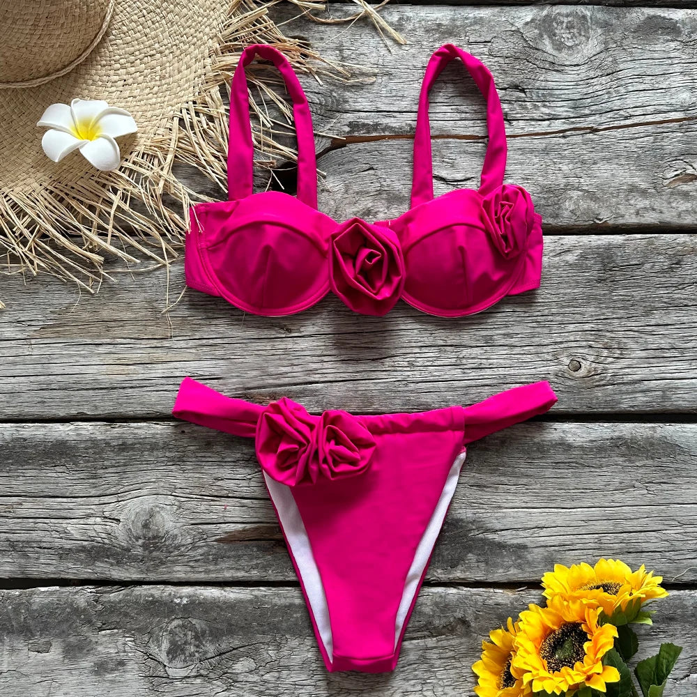 Roselle Floral Push-Up Thong Bikini Two-piece Secondary image