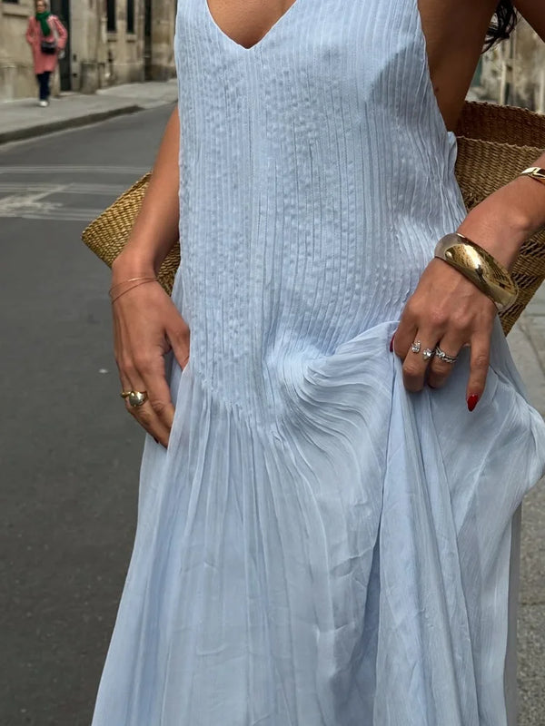Skylar Pleated Backless Maxi Dress