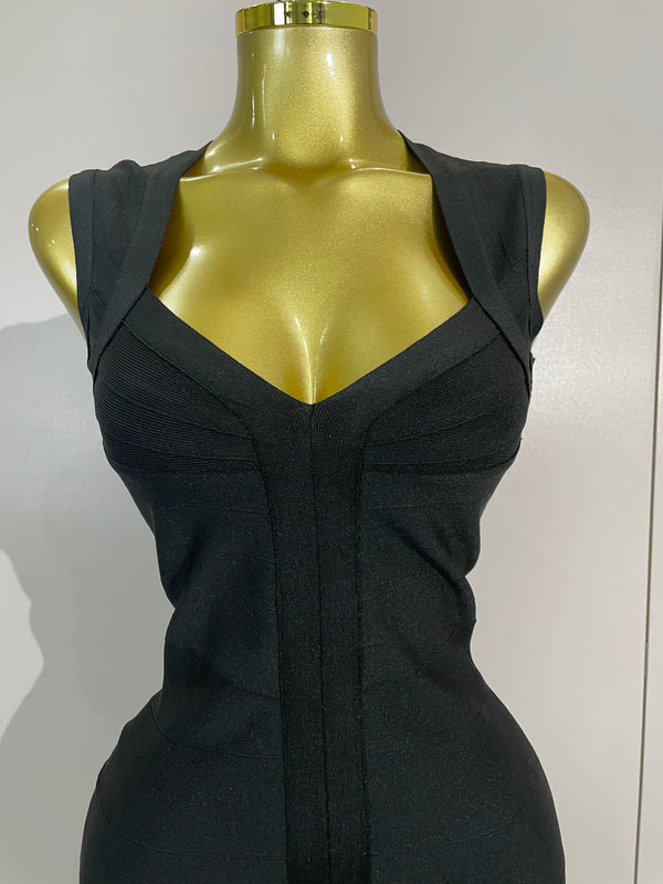 Sabella Deep-V Sleeveless Bandage Mini Dress