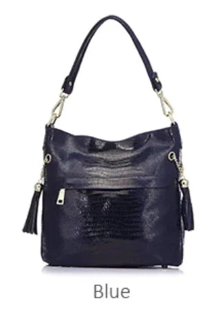 Lucienne Embossed Leather Bucket Bag