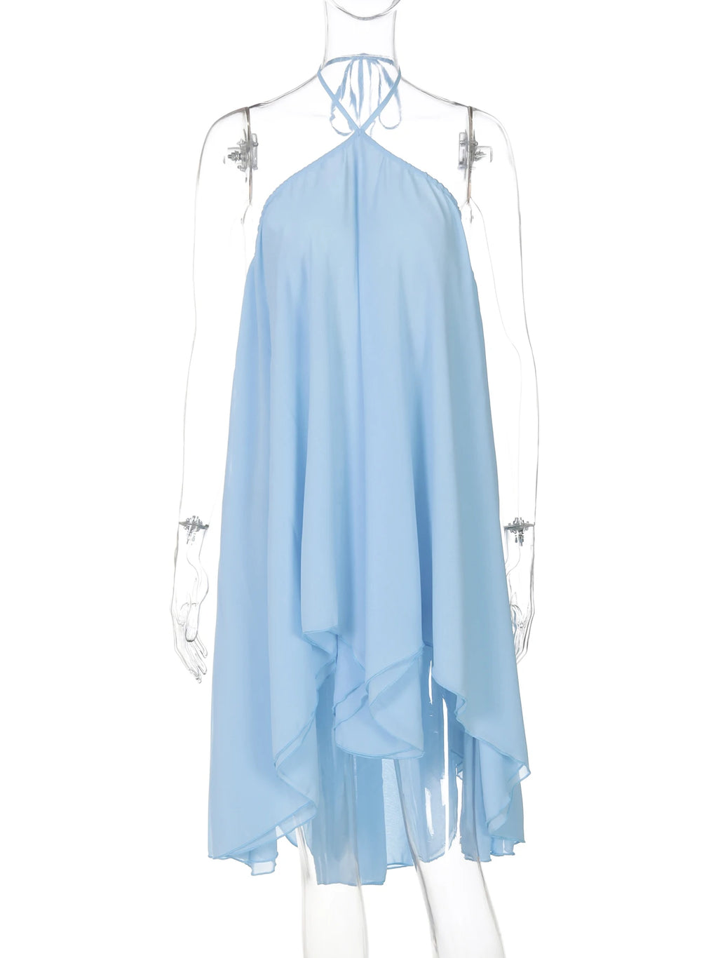 Suri Lace-Up Halter Asymmetric Mini Dress